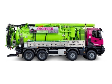 Renault recykling 8×6 na čištění kanalizací a sání kalů